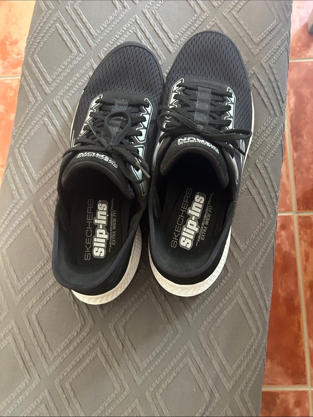 Skechers Men’s Black Athletic Slip-Ins with White Sole